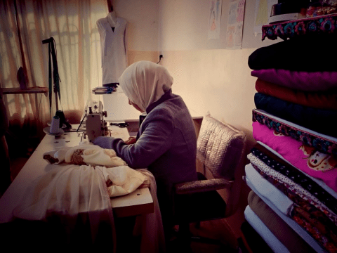 Muneera in her home based atelier