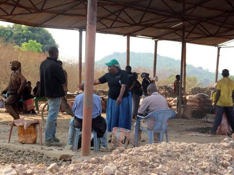 Sensitization against HIV in a mining site by Health and WV workers