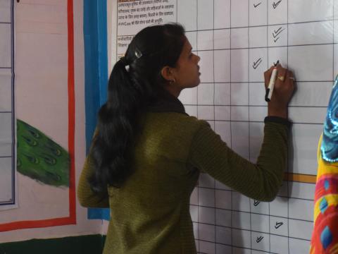 woman participating in a rating exercise in India