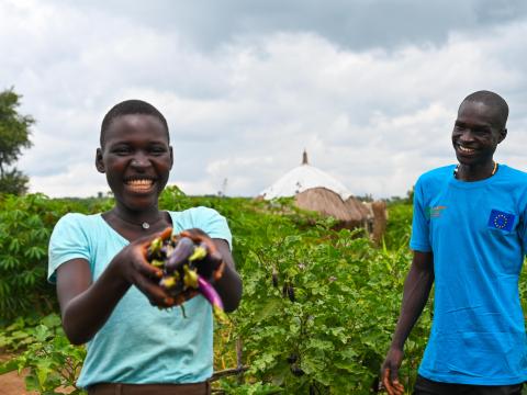 James's sister lilian displays thier harvest