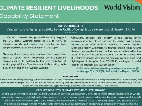 Capability Statement - Climate Resilient Livelihoods