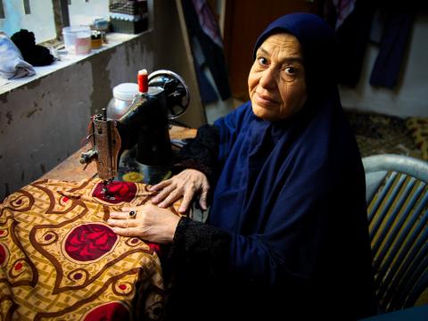 Fatouma in the atelier of her home in east Mosul