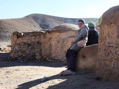 Children from families who have been displaced due to earlier conflict in Afghanistan.