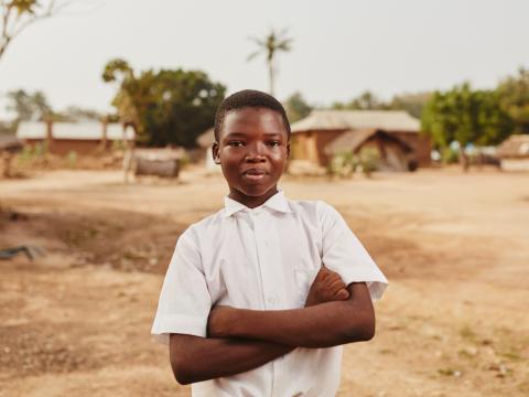 Boy in serious pose ready to say ENOUGH to hunger