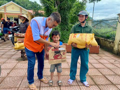 World Vision distributes relief items (food aid, multi-purpose cash assistance) to families affected by YAGI