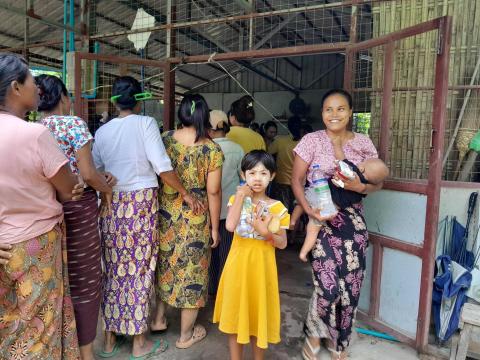 World Vision is providing essential supplies such as food, non-food items, and clean water in Myanmar