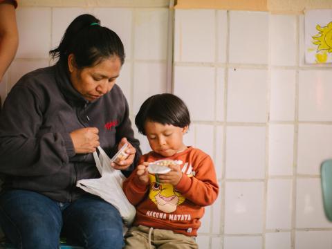Erik from Ecuador enjoys some food