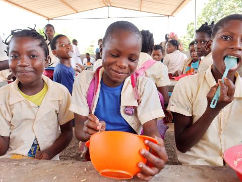 children enjoying their school meals