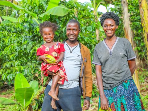 Beteth and her husband on their cocoa and coffee plantation