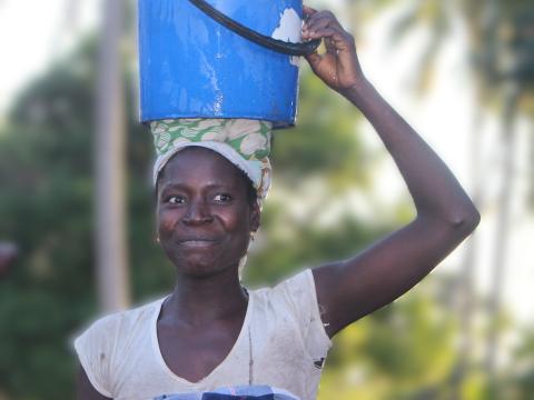 She smiles after having potable water  
