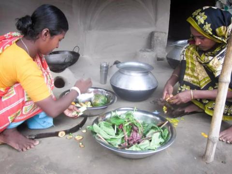 Women in Asia preparing health food