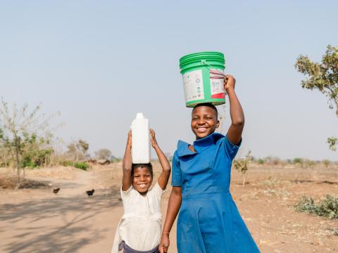 family with water
