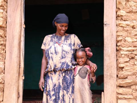 Ardo and her daughter Sumaya at their house
