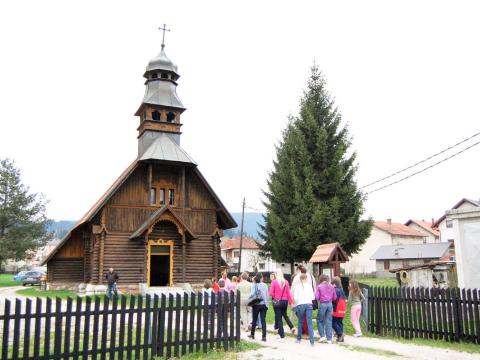 Children visiting a church in Bosnia and Herzegovinia