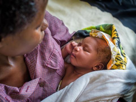 Mother and newborn baby in Uganda