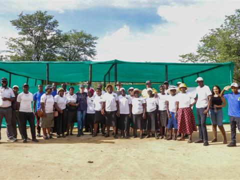 Members of the Chipiro Nursery posing for a picture together with Staff from Rotary International and World Vision US