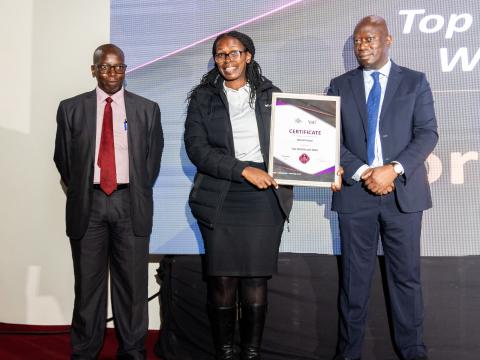 World Vision Eswatini receiving the Top Brand Award in the NGO category at the Top Brands Awards