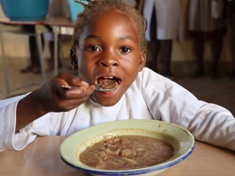 Child eating school meals 