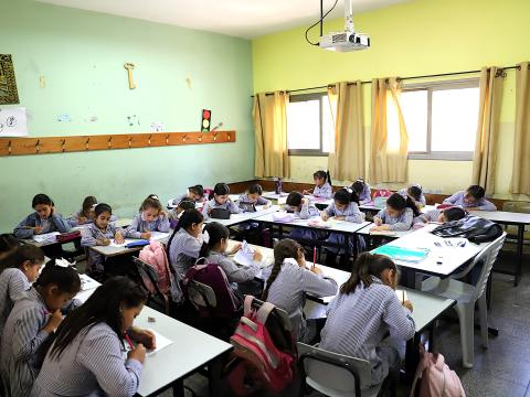 Palestinian students in a class