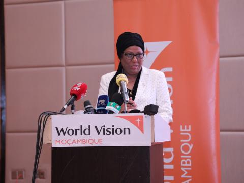 Nazira Abdula speaking in the ENOUH CAMPAIGH launching