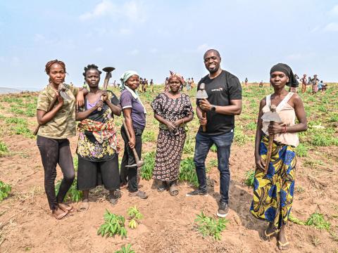 Patrick Saah with women farmers