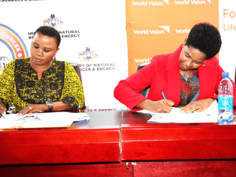 World Vision Eswatini National Director Tinah Mukunda and Ministry of Natural Resources Principal Secretary signing the MoU between WVE and the Government of Eswatini.
