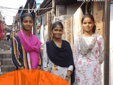 Girls Standing in a community in Bangladesh