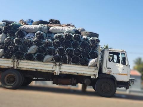 Charcoal-loaded truck