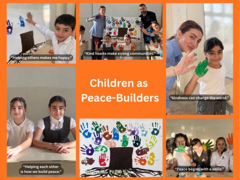 Children in Erbil creating "tree of life"