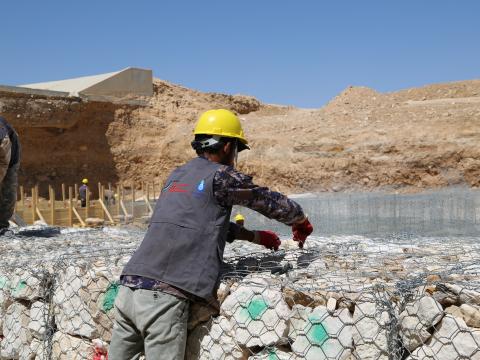 One of the cash for Workers at the Al Waheidi Dam construction site