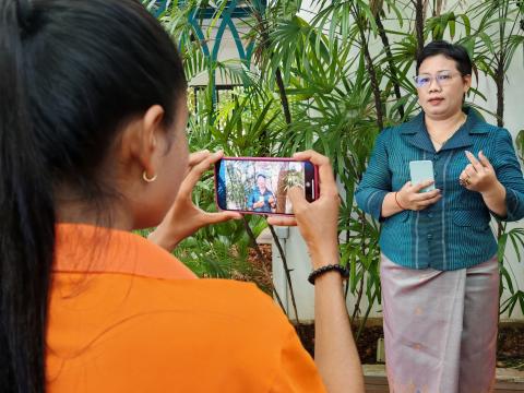 Community Accountability Facilitators are practising their skills following the digital training.