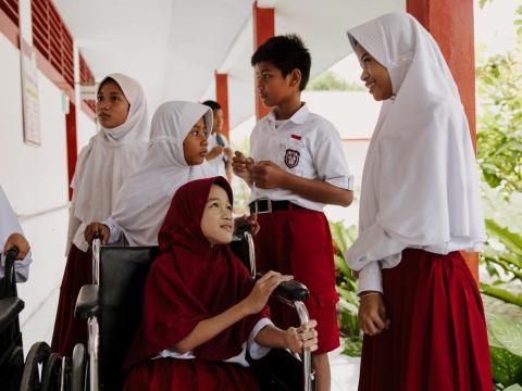 Group of students interacting with each other