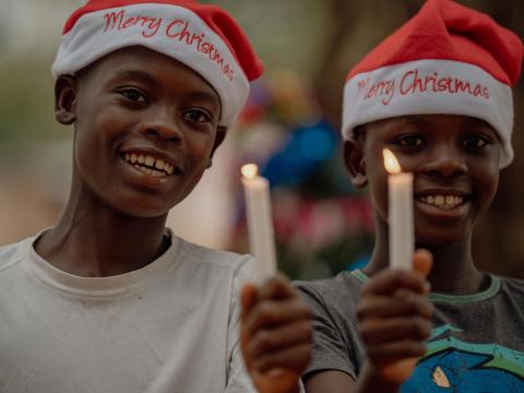 Children celebrating Christmas in Ghana