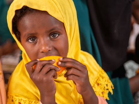 Little girl enjoy her lunch. Chad/2025.