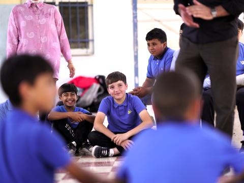 A group of children during a support session in the north of the West Bank