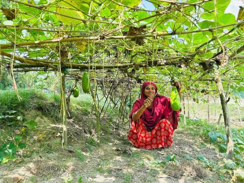 Programme Participant at her own vegetable garden