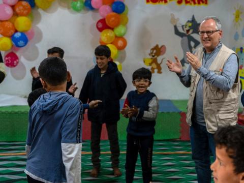 WVSR director, Emmanuel Isch, engaging with children in Syria