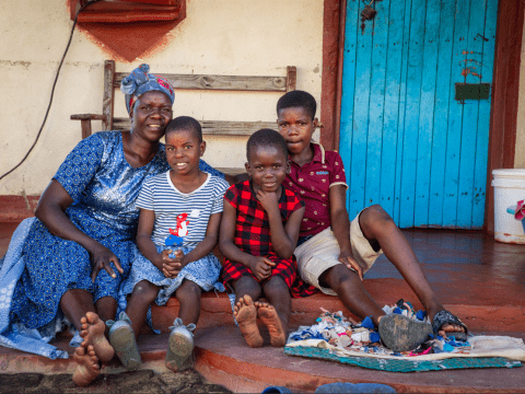 Nester with her children and niece