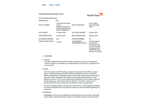 Partners policy cover