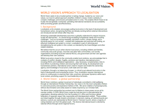 World Vision's Approach to Localisation