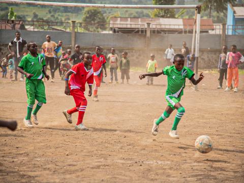 Children playing football