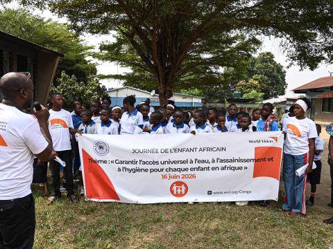  Children being sensitised on the Day of African Child