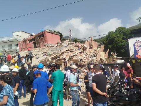 Flattened buildings from the earthquake in Venezuela
