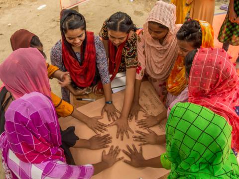 adolescent girls in a group