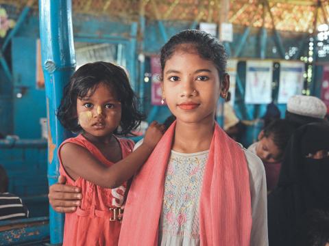 Girls in the Rohingya camp