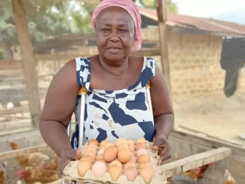 IFP Ghana Project Akua with a crate of eggs