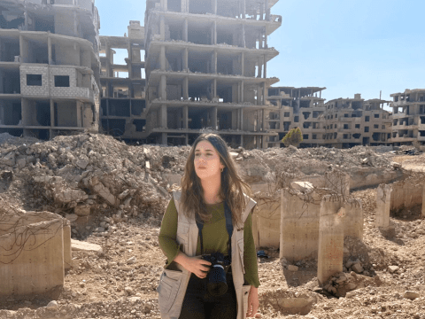 Joanna Zreineh, communications officer, at one of the destruction locations in Central Syria 