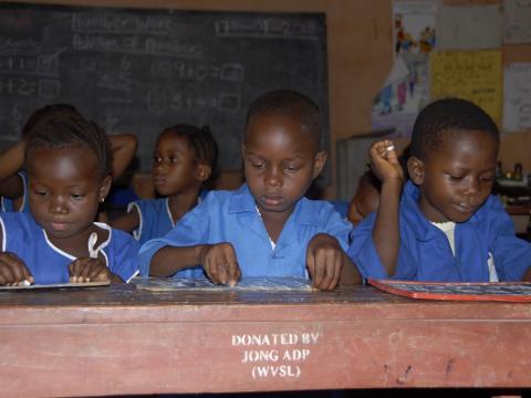 Children of Jong ADP utilizing facilities provide by WVUK Children in Jong enjoying quality education