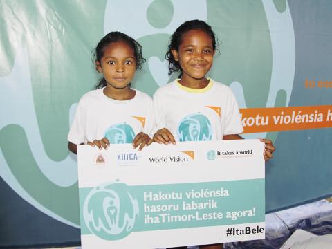 Children participated in the ‘It takes a world’ campaign launch. Photo: Jaime dos Reis/World Vision