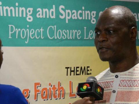 Dickens Thunde, National Director for World Vision International, Ghana being interviewed by journalists